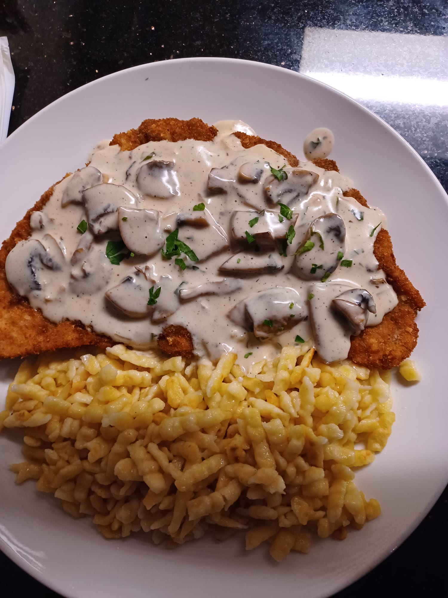 Schnitzel with mushrooms